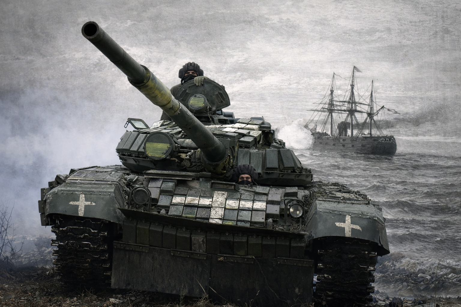 Tanque y barco histórico